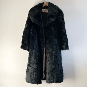 Vintage Black full length Rabbit Fur Coat